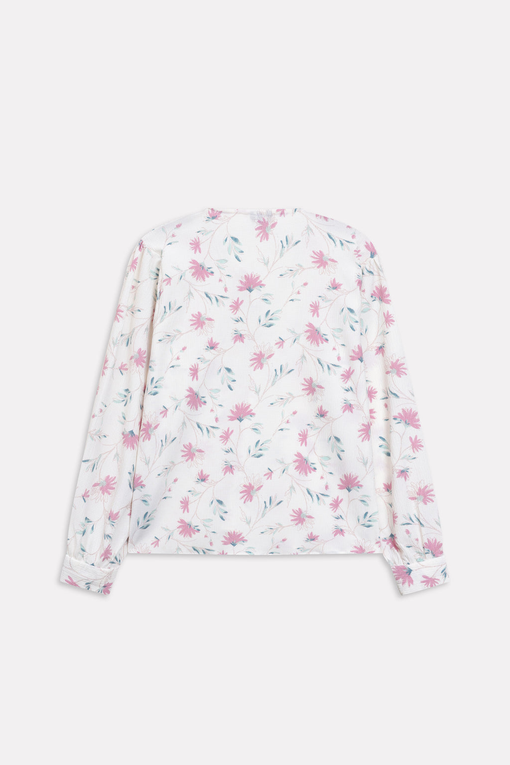 Flat lay of the white & pink floral print blossom top, by SOLA Pakistan.