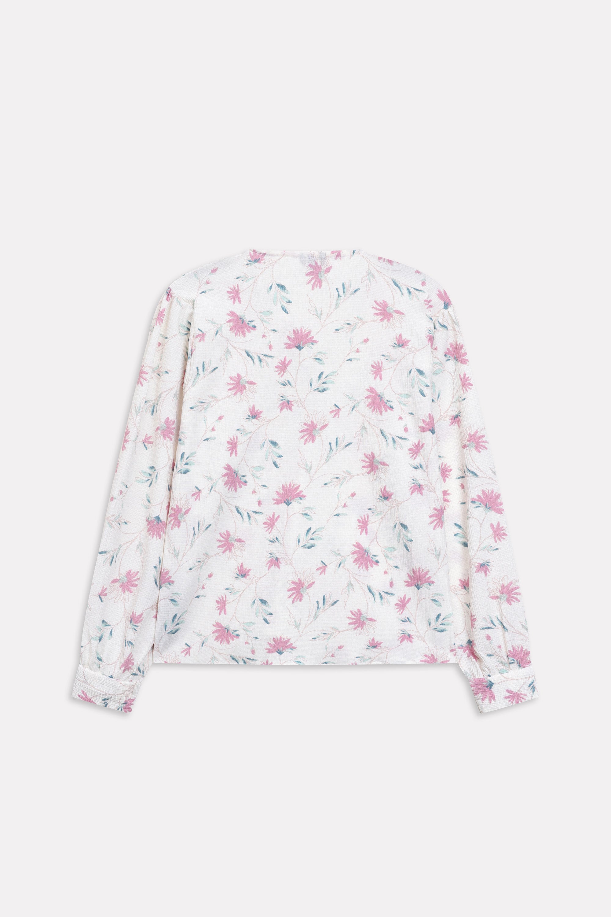 Flat lay of the white & pink floral print blossom top, by SOLA Pakistan.