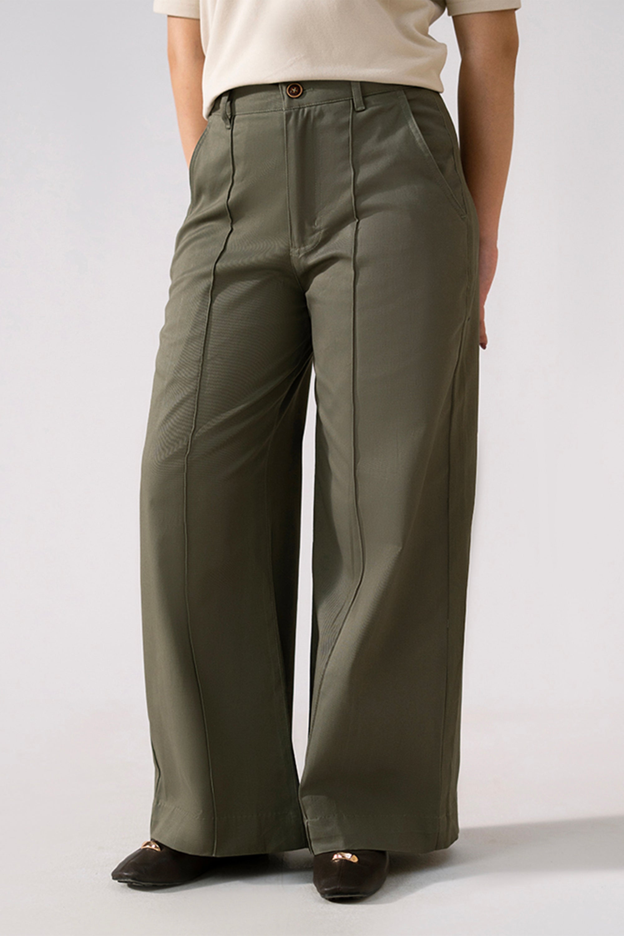 Women Wide Leg Pant - Olive