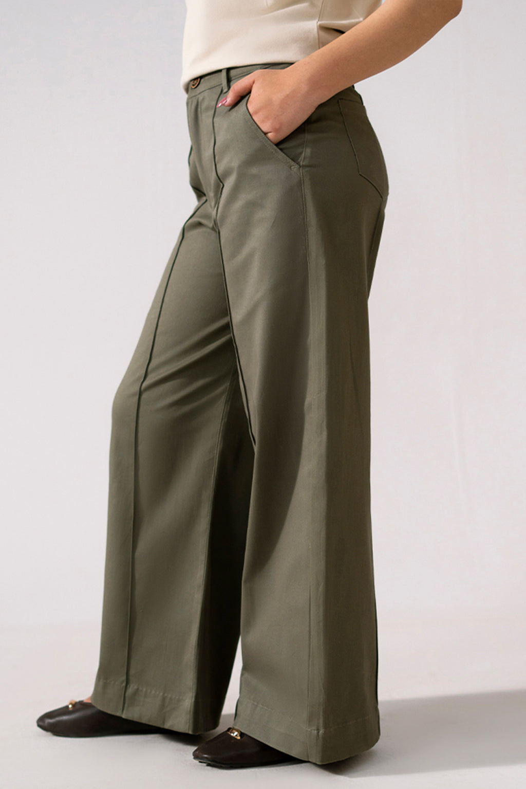 Women Wide Leg Pant - Olive
