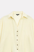 Additional view of the yellow bubble hem oversized top, by SOLA Pakistan.