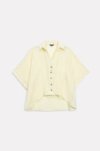 Yellow bubble hem oversized top shown in a styled fit, by SOLA Pakistan.